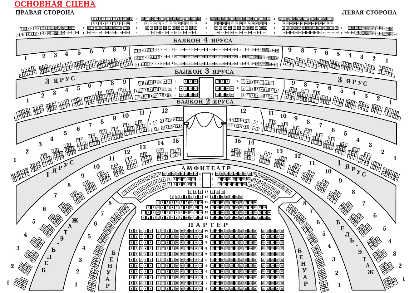 Схема сцены новой сцены большого театра с местами